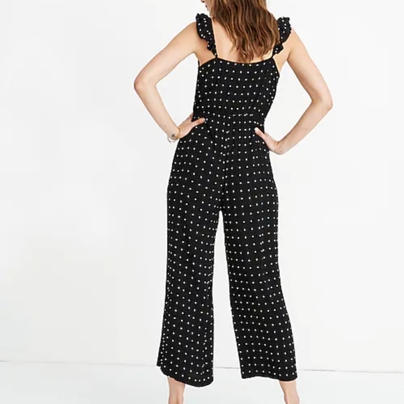 Madewell Ruffle Front Wrap Jumpsuit in Grid Dot, Size 6 - Picture 2 of 6